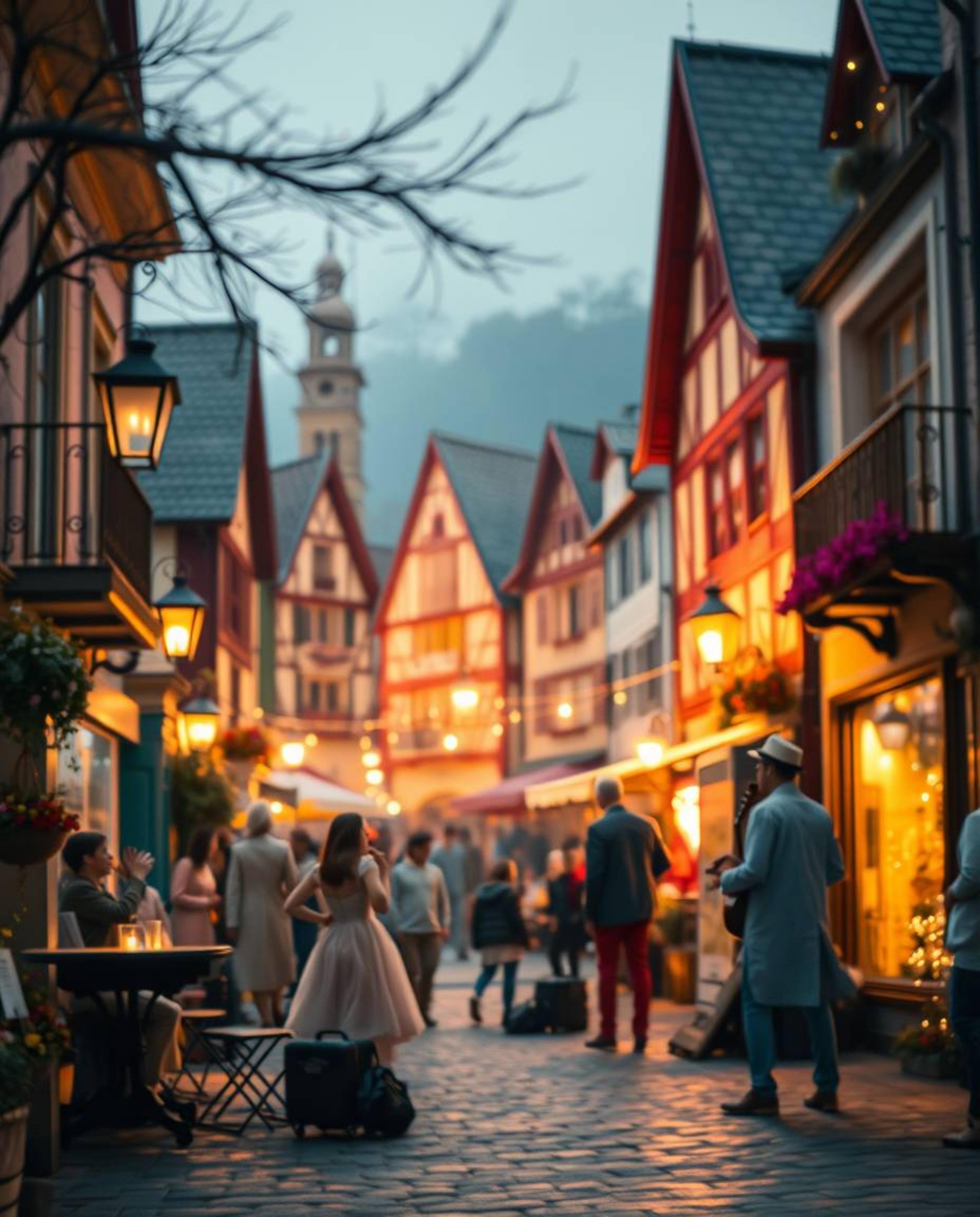 Experience a mesmerizing musical number in a vibrant town square, captured in a tight close-up that emphasizes its mystic and