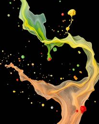 This collection features delicate watercolor paintings capturing dynamic and colorful splashes against a stark black backgrou