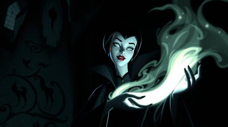 A captivating image of a graceful and elegant Disney villain, rendered in a strong, moody style with high contrast, low-key l