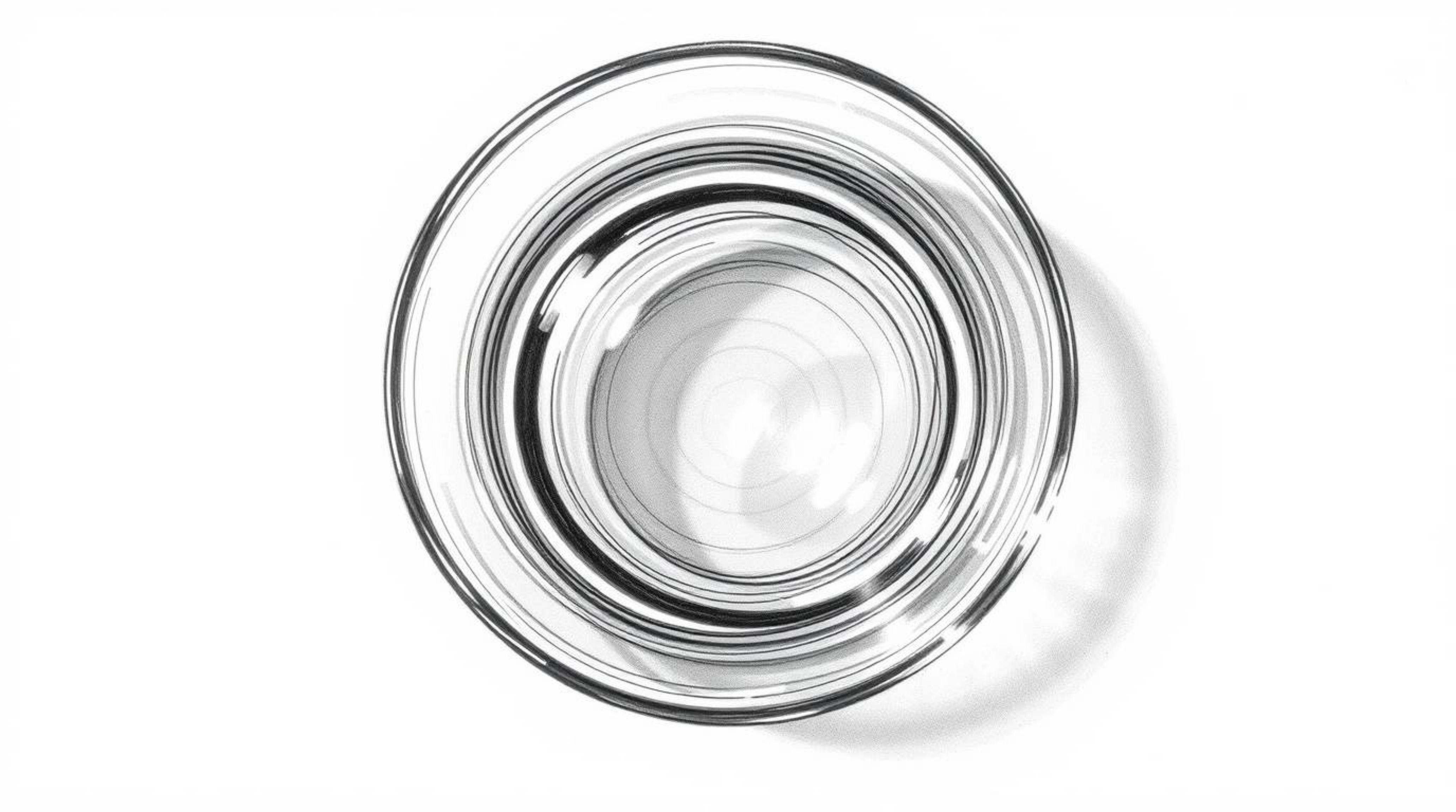 A captivating overhead bird's-eye view presents a hand-drawn sketch of a glass object, showcasing smooth gradient textures an