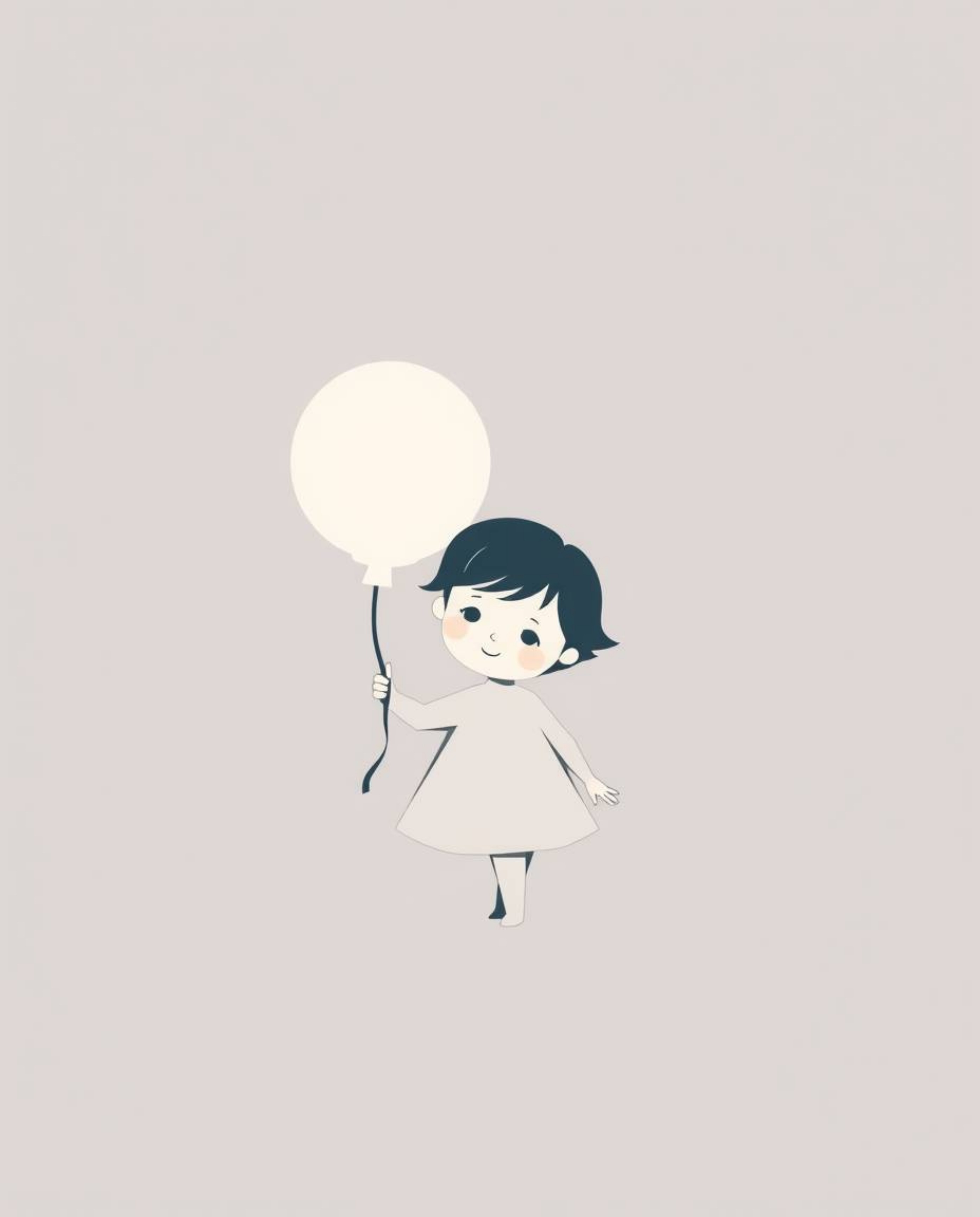 A refined and elegant minimalist logo design features a child with delicate features holding a balloon.  The logo is composed