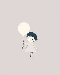 A refined and elegant minimalist logo design features a child with delicate features holding a balloon.  The logo is composed