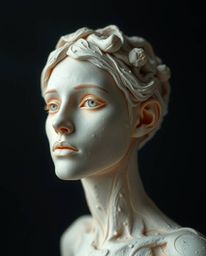 Discover stunning digital glitch art portraits with a sculptural clay aesthetic.  These pieces blend ethereal and spiritual v