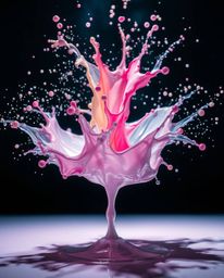 Experience the captivating beauty of a colorful paint splash frozen in mid-air, captured with a high-speed camera and rendere