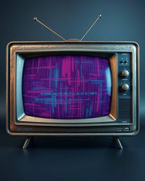This artwork features a cast bronze textured TV screen displaying a mesmerizing glitch static, rendered in a retro style remi