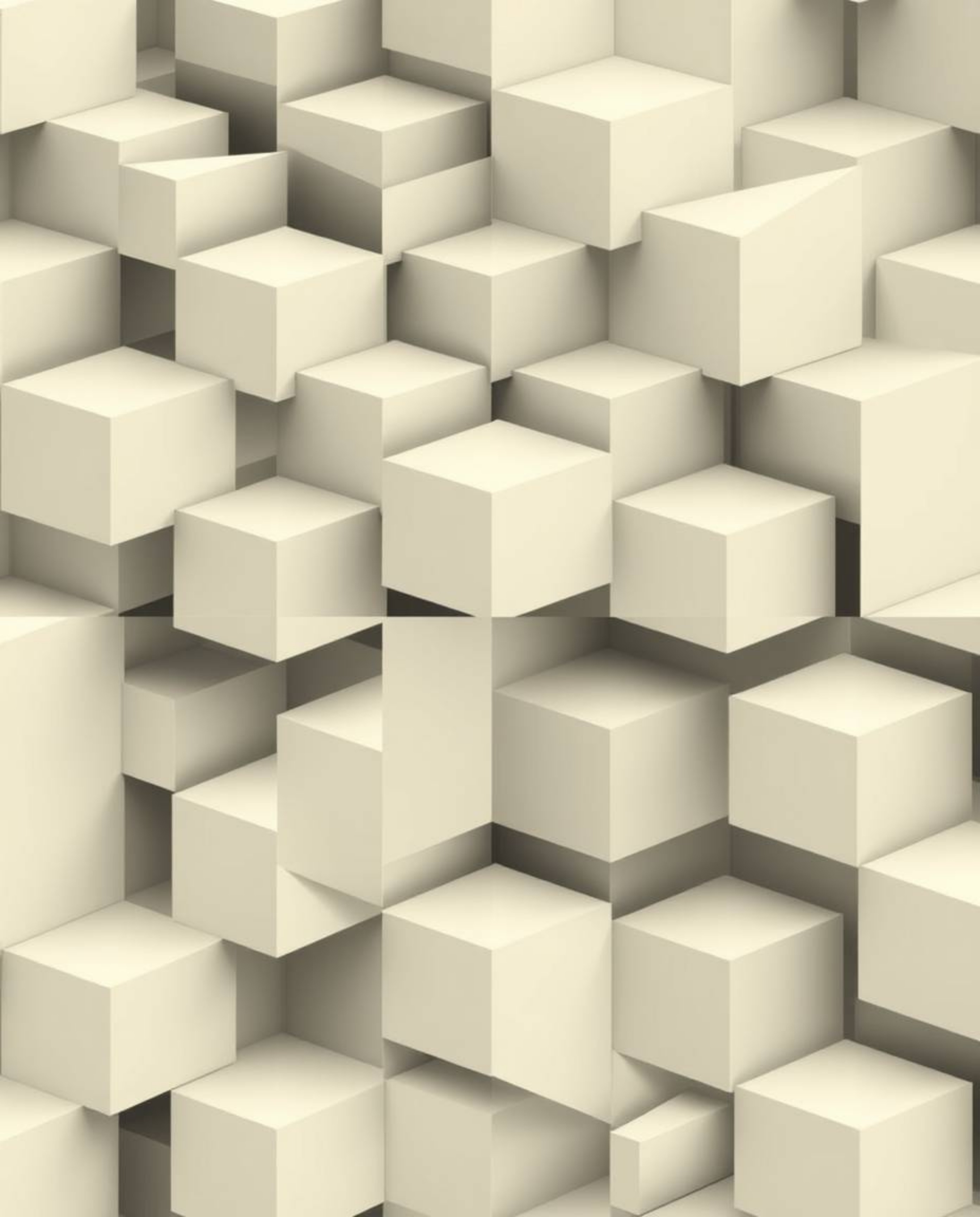 Explore a captivating distinct split composition featuring a graceful and elegant repetitive cube pattern rendered in Escher-