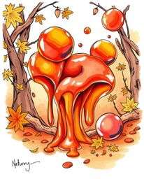 A hand-drawn sketch in color sketchnote style evokes the warmth of autumn with floating 3D blobs of fluid jelly in vibrant co