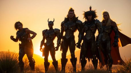 Experience the captivating tale of a team of misfit heroes brought together under the enchanting glow of the golden hour, eit
