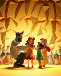 Experience a heartwarming family reunion brought to life in a vibrant Pixar-style image. This epic scene showcases intricate 