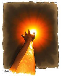 A captivating hand-drawn color sketchnote, captured from a low angle perspective bathed in warm golden hour light. The scene 