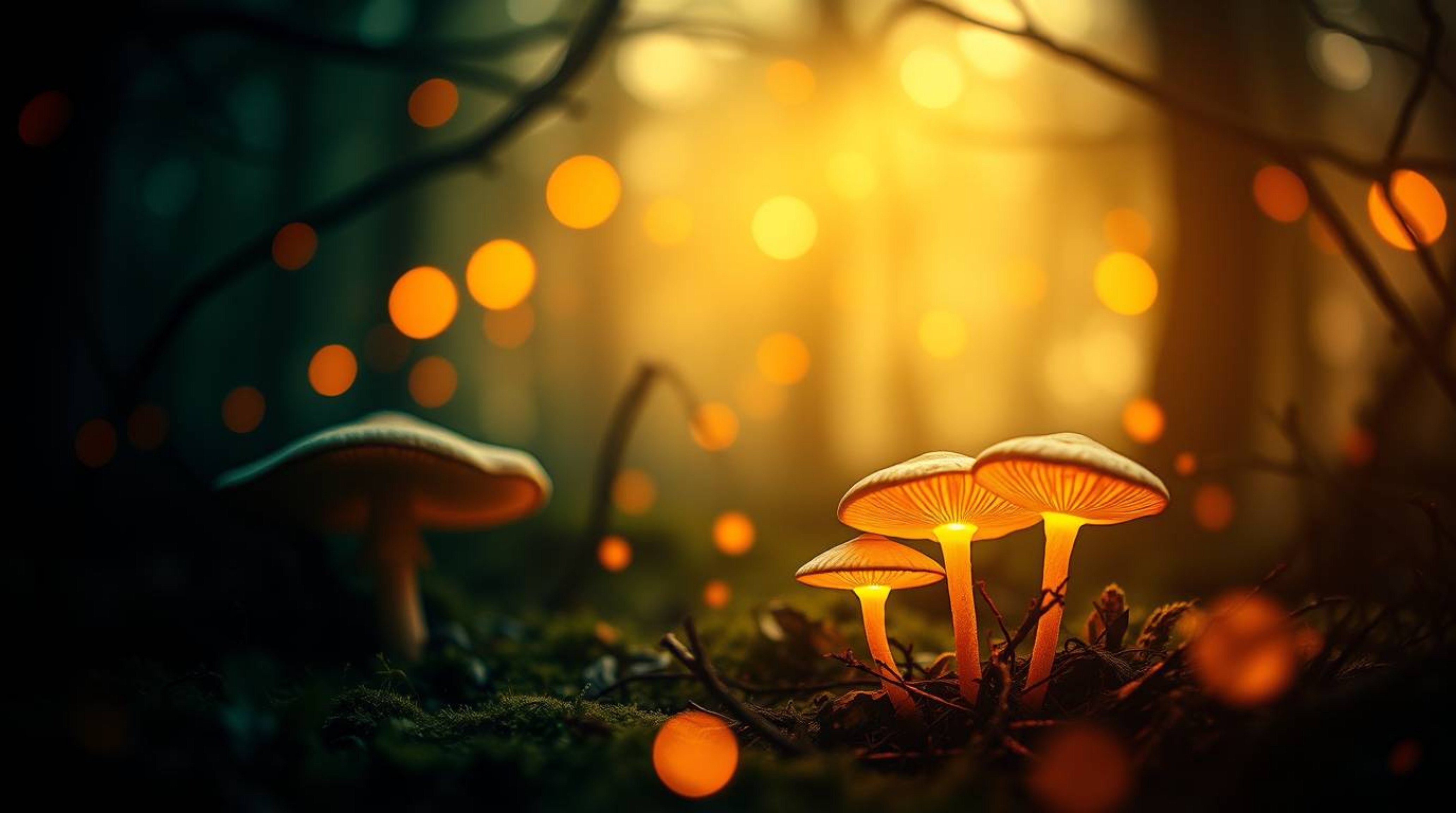 Discover captivating fine art photography featuring a vintage-style enchanted forest brimming with glowing mushrooms.  Experi