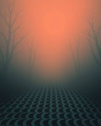 Explore an unsettling world of eerie atmospheres and retro vibes, featuring contrasting warm terracotta and cool teal hues sh