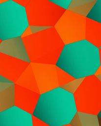 This vibrant, seamless geometric pattern features a mesmerizing arrangement of hexagons and triangles in a bold neon color pa