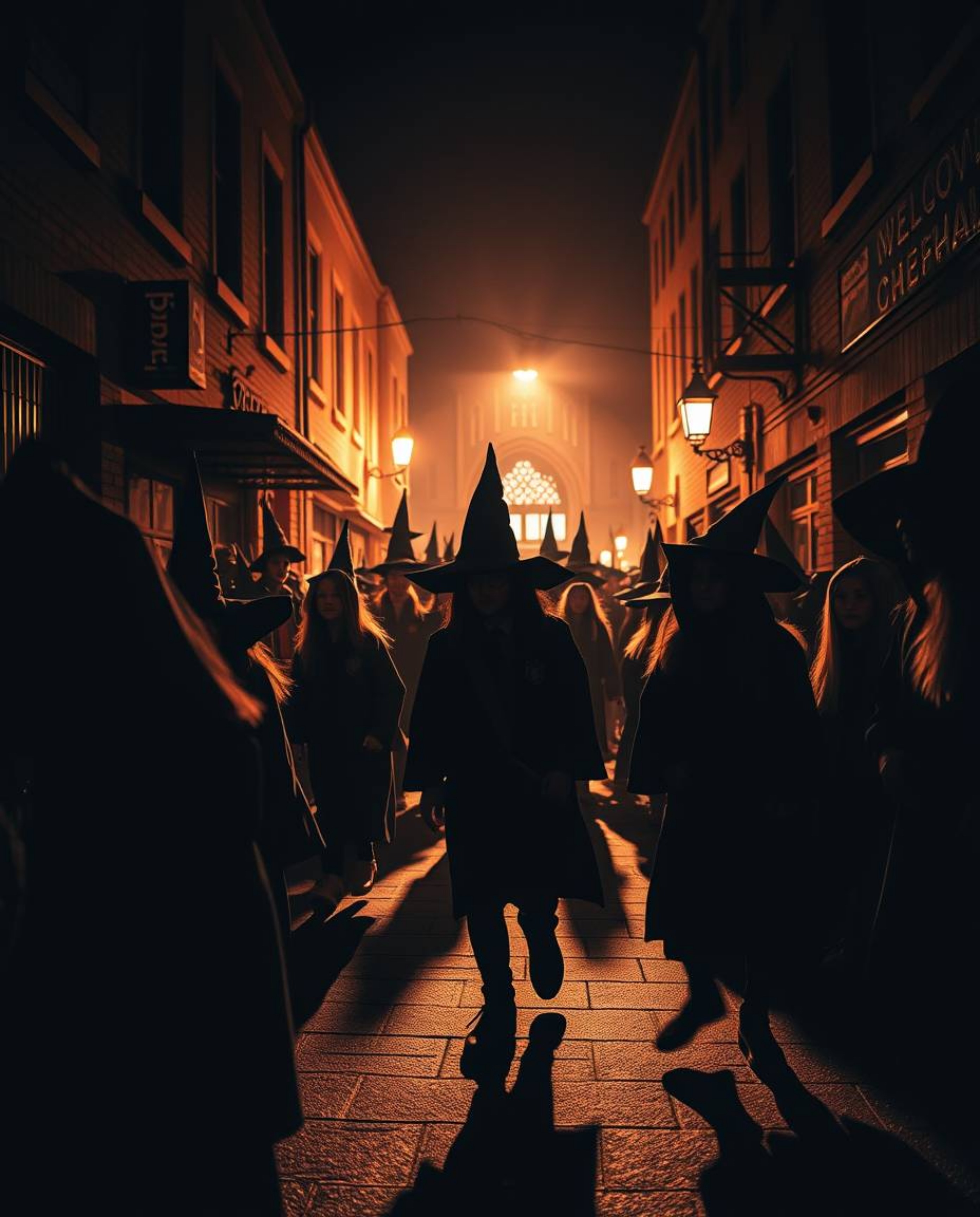 Capturing the whimsical essence of a magical school brimming with young wizards within a dynamic urban landscape. This candid