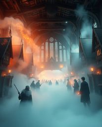 Immerse yourself in an epic scene of a modern, futuristic magical school teeming with young wizards. This grand-scale renderi