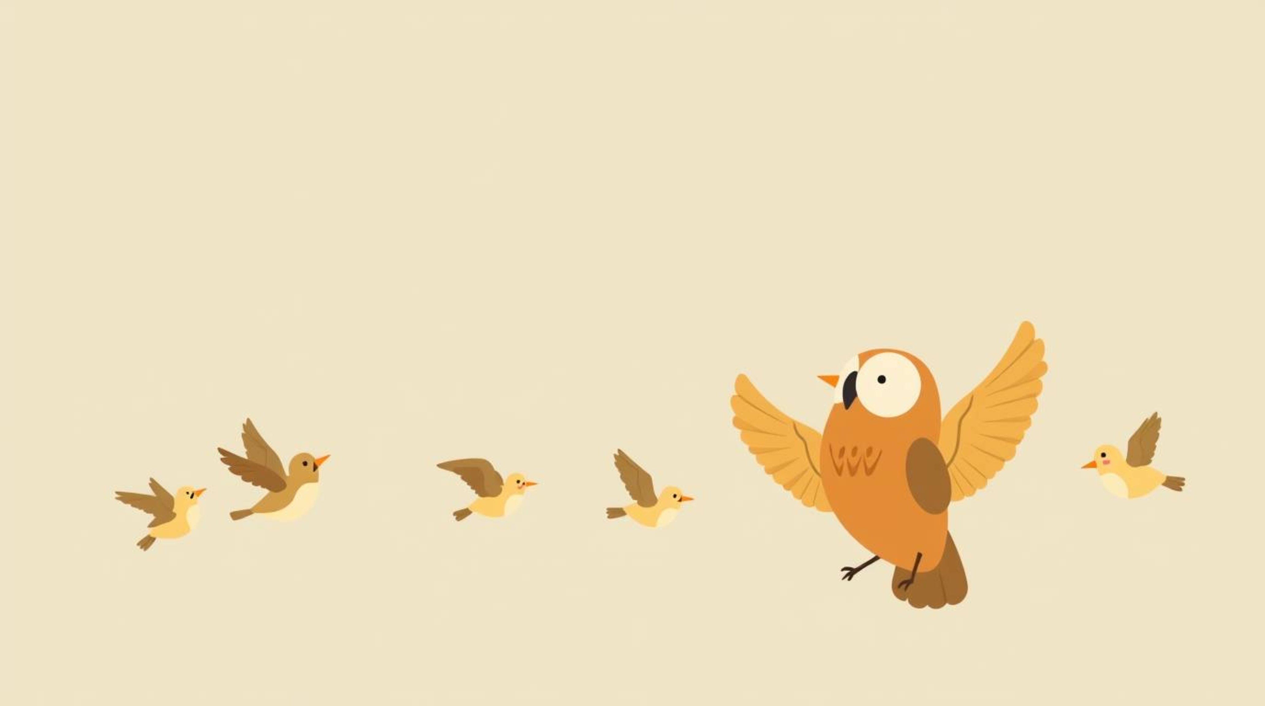 A modern, flat design illustration in the style of Pixar depicting a blind owl who, against all odds, is teaching a group of 