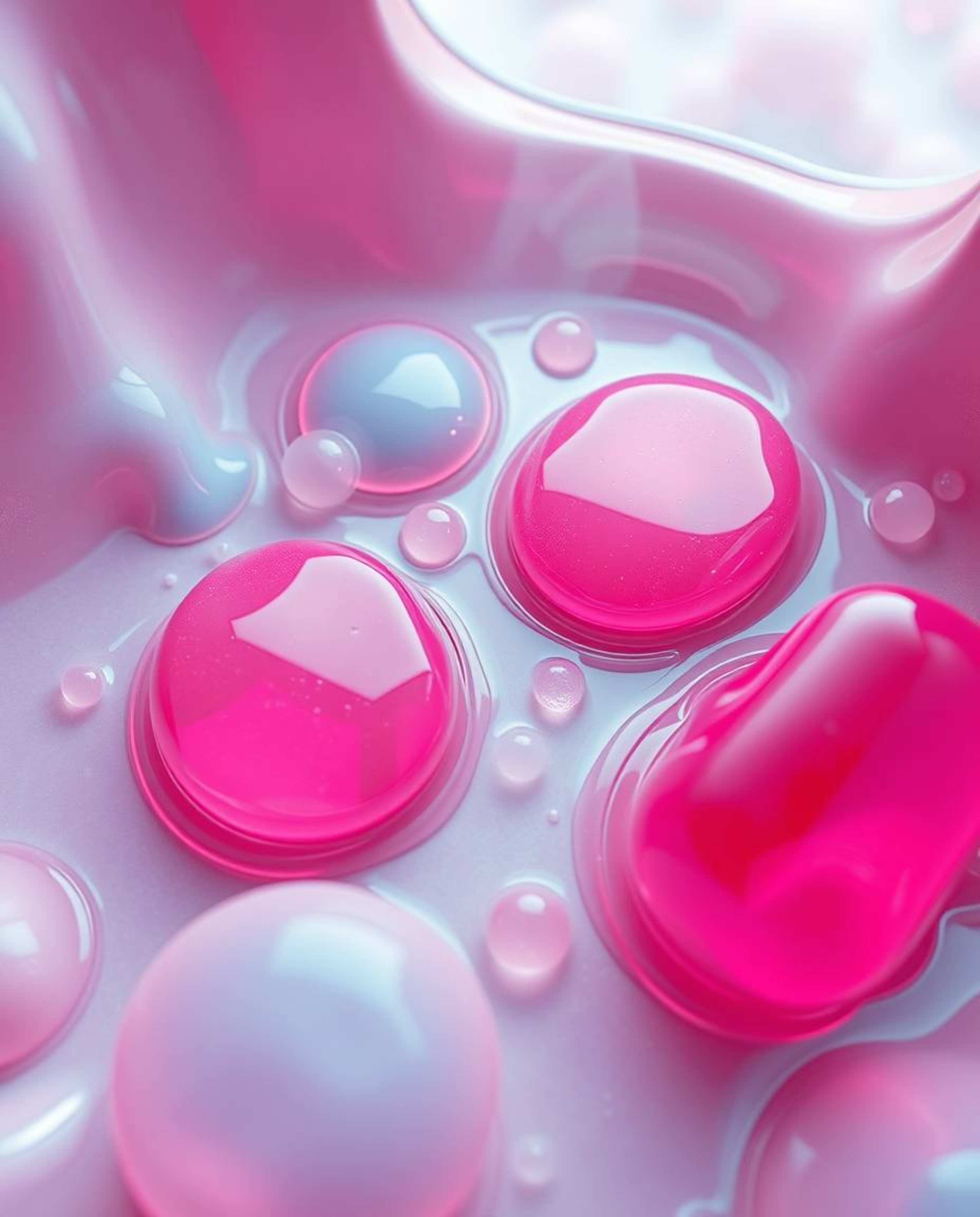 Explore a surreal 3D render featuring hyperrealistic, melted glass shapes set in a vibrant, sci-fi environment. This captivat