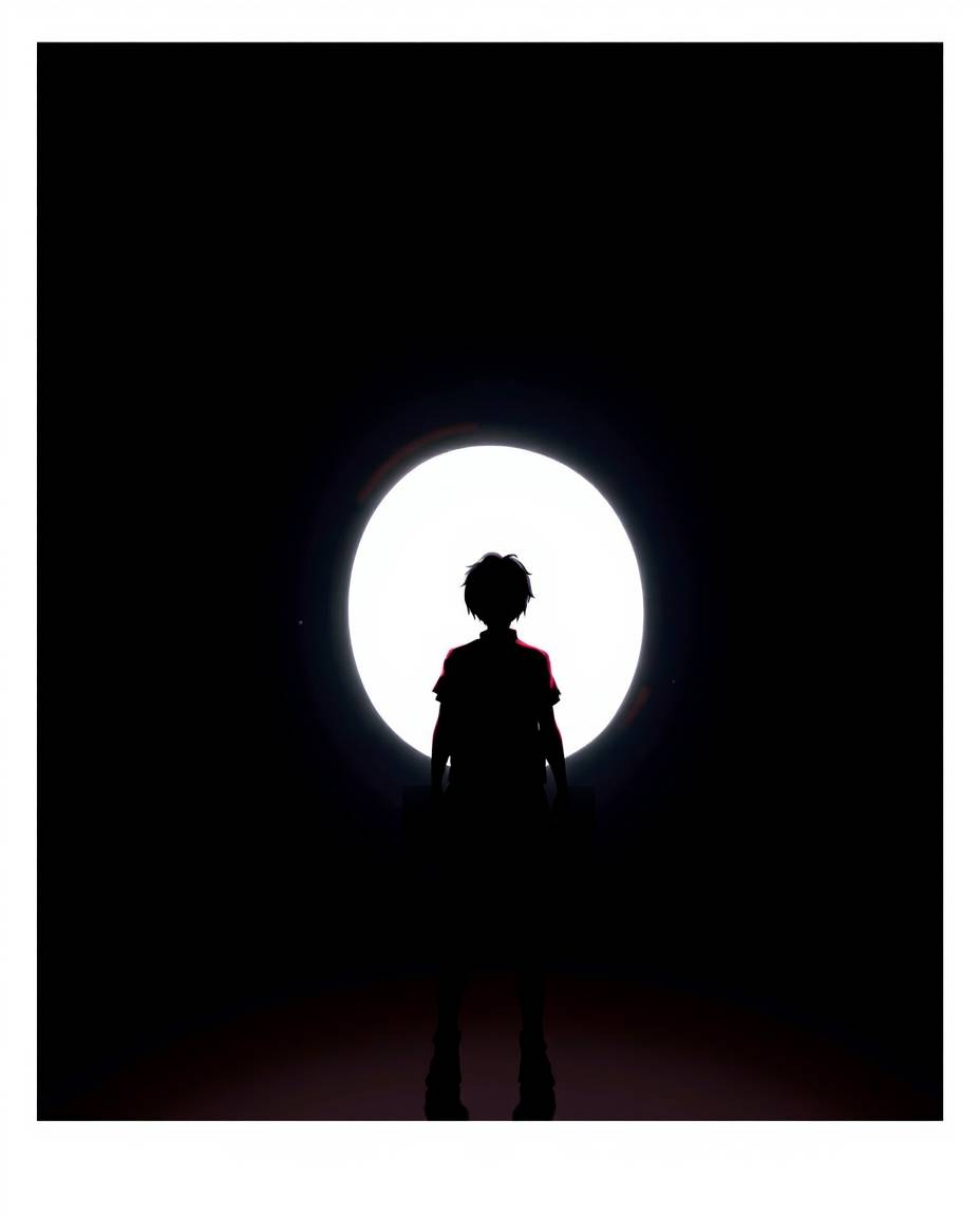 An Isekai anime-style image captures a person silhouetted against a blinding light source at the tunnel's end. The backlighti
