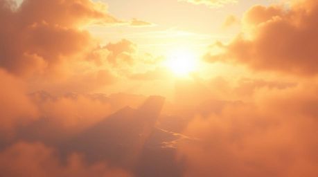 Experience a breathtaking isekai anime-style sunset over icy polar glaciers.  The scene is bathed in a warm golden glow, with