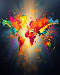 Explore a captivating classic oil painting that blends traditional techniques with a modern, abstract concept. This artwork f