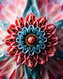 Explore a mesmerizing blend of geometric and floral elements in this futuristic sci-fi mandala. Captured in extreme macro clo