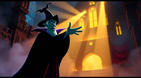 A classic Disney villain conjures a spell within the aged walls of a castle, brought to life by breathtaking volumetric light