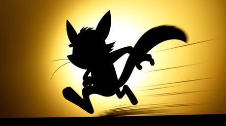 A vibrant digital illustration showcases a sarcastic animal sidekick, silhouetted against a bright light source.  Its express