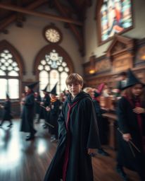 Explore a magical school brimming with young wizards in this captivating long exposure photograph. The image beautifully capt