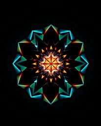 Experience the captivating allure of a bioluminescent artwork featuring a mesmerizing 3D geometric pattern reminiscent of fol