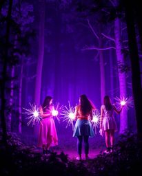 Immerse yourself in a high-resolution stock photo showcasing a group of friends with vibrant, otherworldly powers as they exp