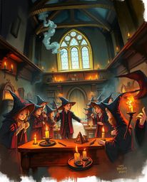 A captivating digital sketch depicts a magical school brimming with young wizards.  The artwork features loose painterly stro