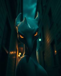 A captivating visual evokes a sense of mystery and intrigue, featuring eyes watching from the shadows of a nighttime alley. T