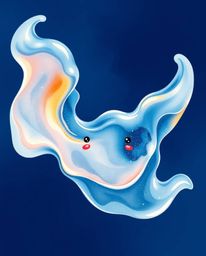 Explore the enchanting world of watercolor painting featuring futuristic 3D fluid shapes with glowing edges set against a dee