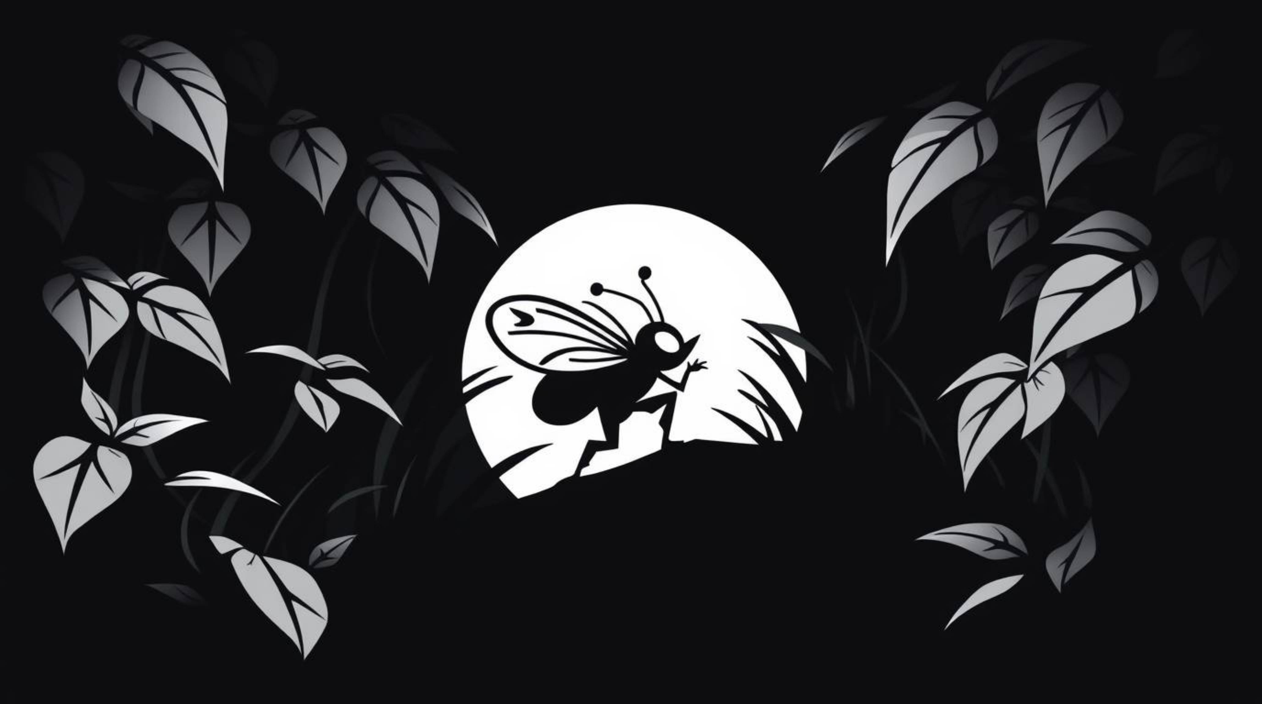 A captivating geometric logo featuring a bug-sized hero adventuring through a backyard jungle. The design utilizes strong con