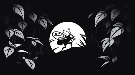 A captivating geometric logo featuring a bug-sized hero adventuring through a backyard jungle. The design utilizes strong con