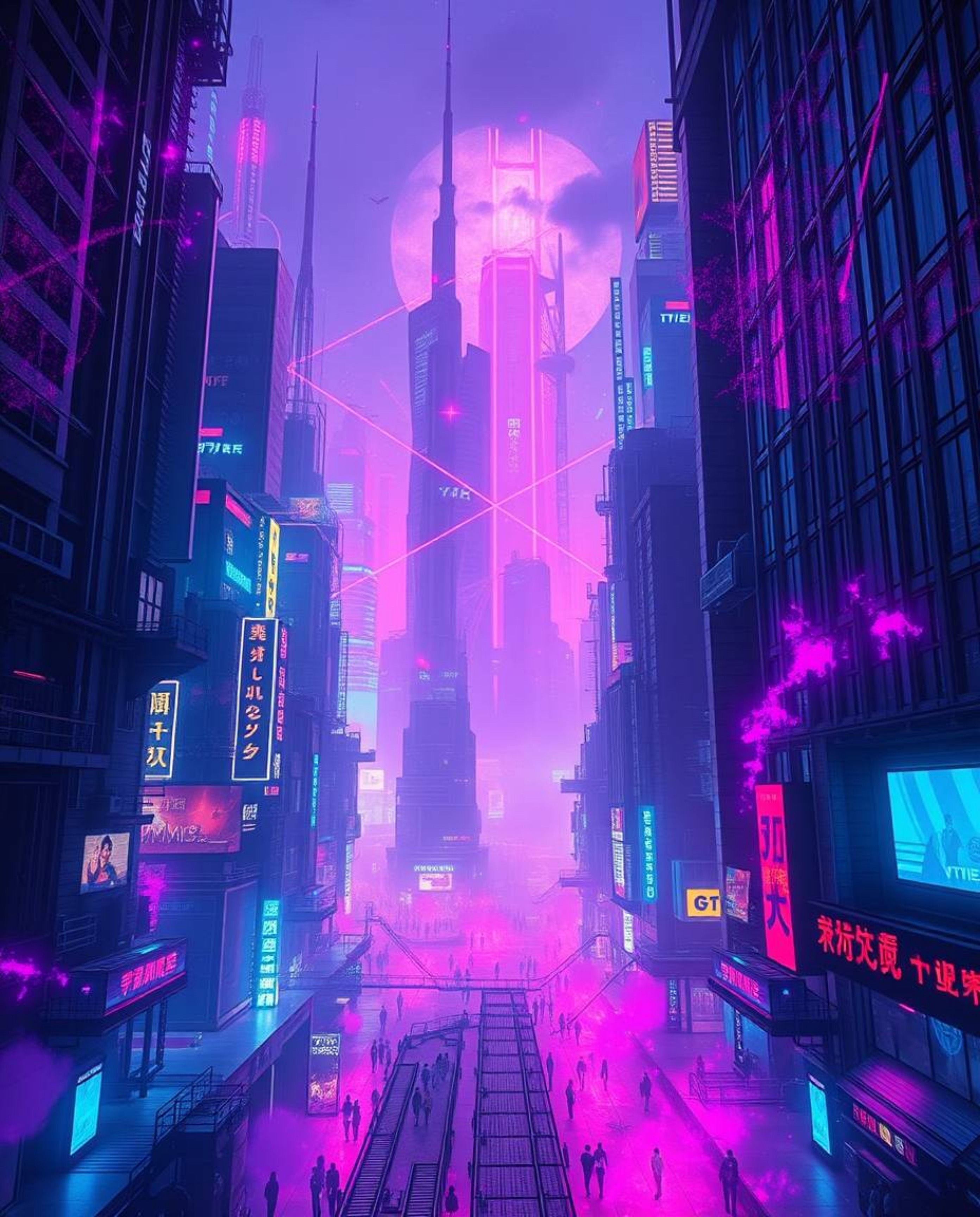 Immerse yourself in a sprawling futuristic cityscape, a cyberpunk haven on a massive scale, infused with heroic elements and
