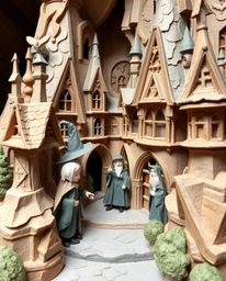 Explore a breathtaking magical school crafted from layered papier-mâché, a haven for young wizards in training. This unique a