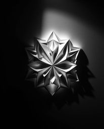 Explore a captivating monochrome image showcasing a 3D geometric pattern reminiscent of folded paper, brought to life with in