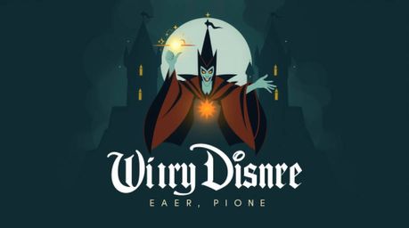 This mystical and enchanting logo concept portrays a classic Disney villain conjuring a spell within the walls of an ancient