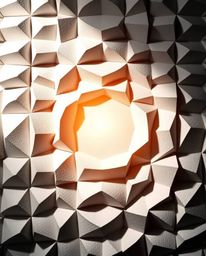 A captivating monochrome image showcases a 3D geometric pattern resembling intricately folded paper.  The interplay of light 