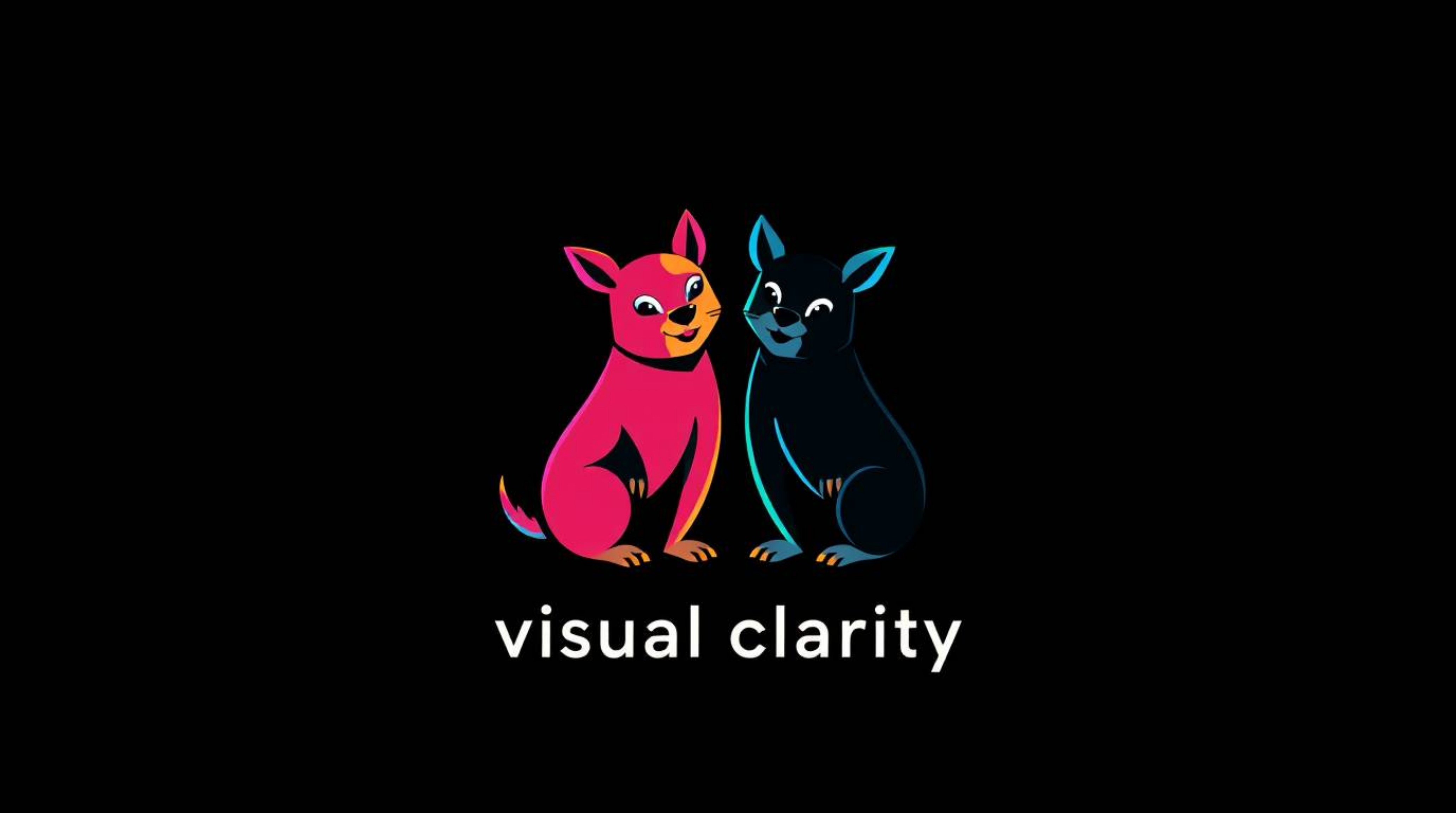 A vibrant and balanced logo featuring a mischievous duo of talking animals.  Clean lines and geometric shapes create a visual