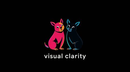 A vibrant and balanced logo featuring a mischievous duo of talking animals.  Clean lines and geometric shapes create a visual