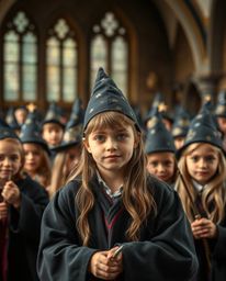 Step into a magical school brimming with young wizards, where the sharp focus on the subject creates a captivating contrast a