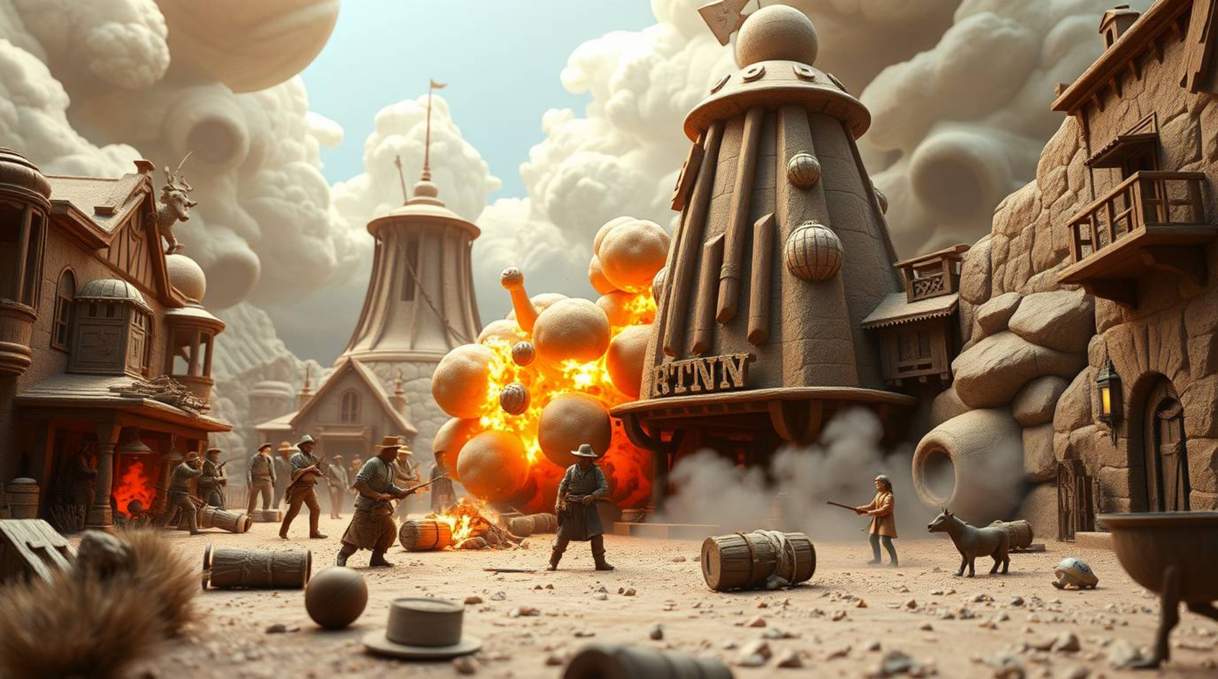 Witness a classic exploding TNT gag, reimagined with a wild west twist and presented as a grand epic in a modern future.  Thi