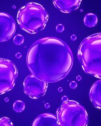 Immerse yourself in an elegant illustration featuring floating 3D blobs of fluid jelly rendered in deep ultraviolet hues. Thi