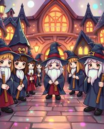 Explore a charming and cute magical school teeming with young wizards, brought to life with iridescent colors, captivating re