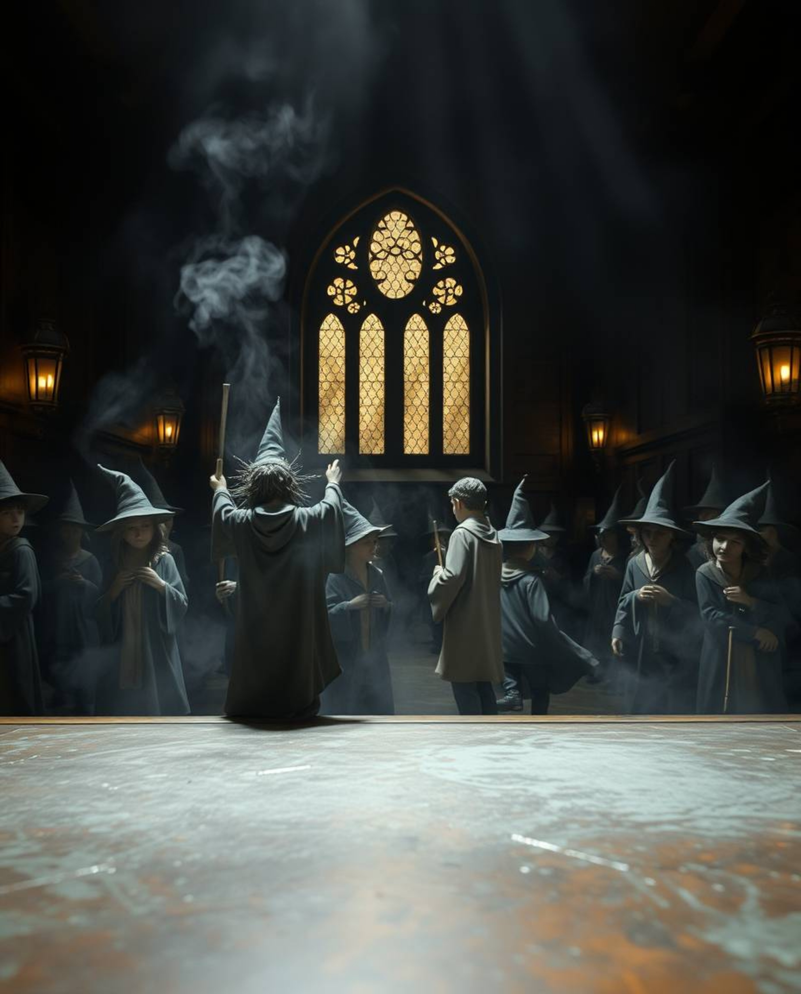 This image captures the essence of a magical school populated by young wizards.  The cast bronze surface and antique patina f