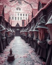 Immerse yourself in a surreal infrared close-up of a magical school brimming with young wizards. This captivating image empha