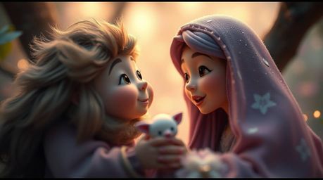 Experience an extreme macro close-up of a mystical and enchanting Pixar-style family reunion. Immerse yourself in a dreamlike