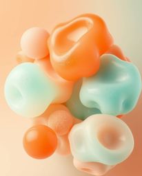 Explore mesmerizing 3D fluid jelly blobs presented in vibrant colors and synthetic textures. This captivating art piece estab